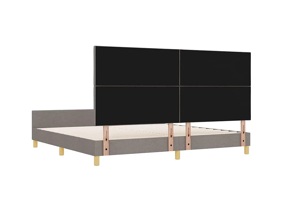 Cadre de lit avec tête de lit Taupe 200 x 200 cm tissu
