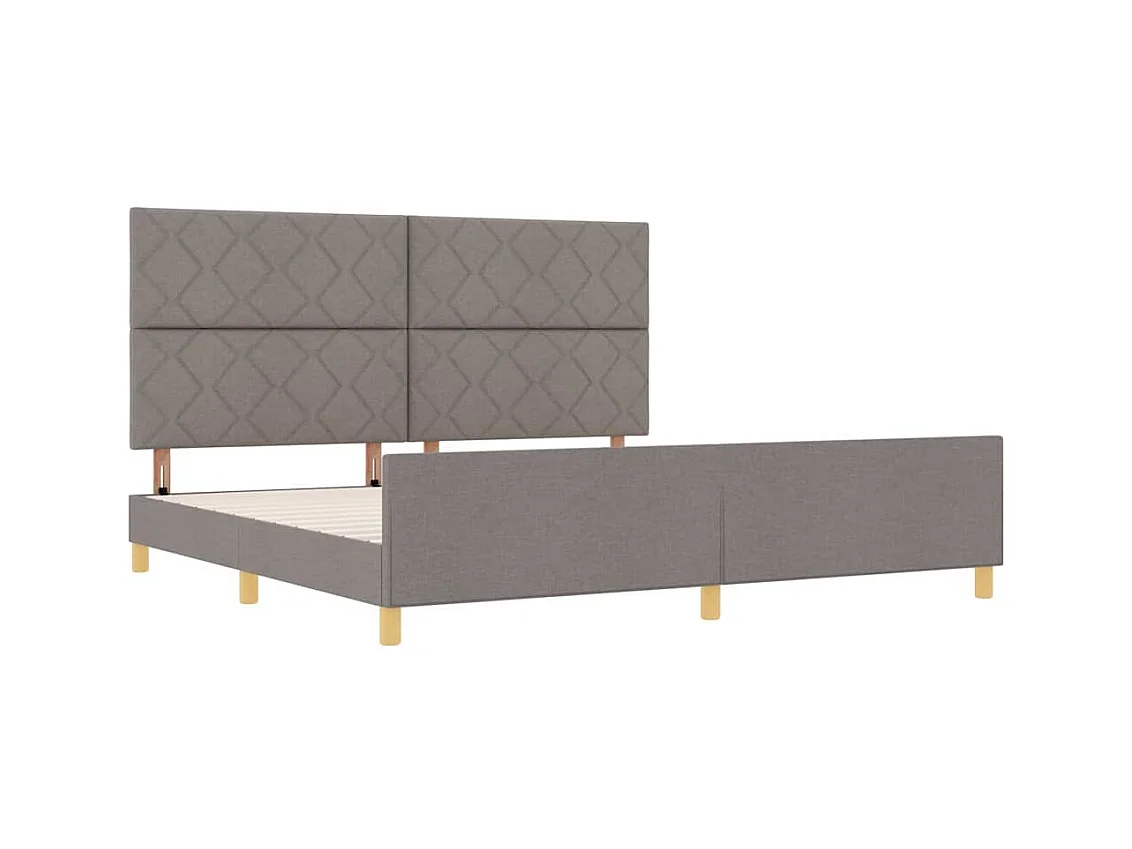 Cadre de lit avec tête de lit Taupe 200 x 200 cm tissu