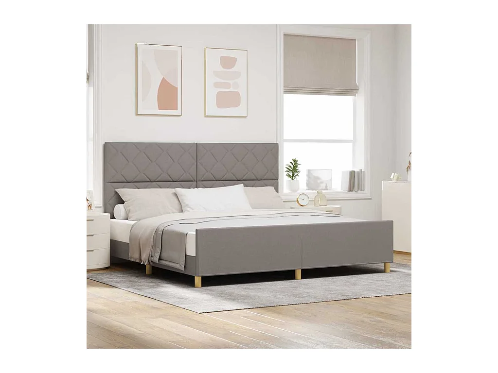 Cadre de lit avec tête de lit Taupe 200 x 200 cm tissu