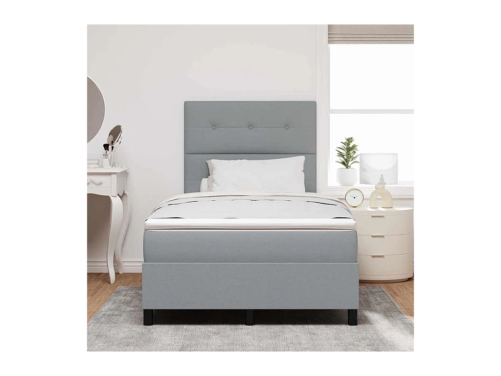 Cadre de lit avec matelas Gris clair 120 x 200 cm tissu