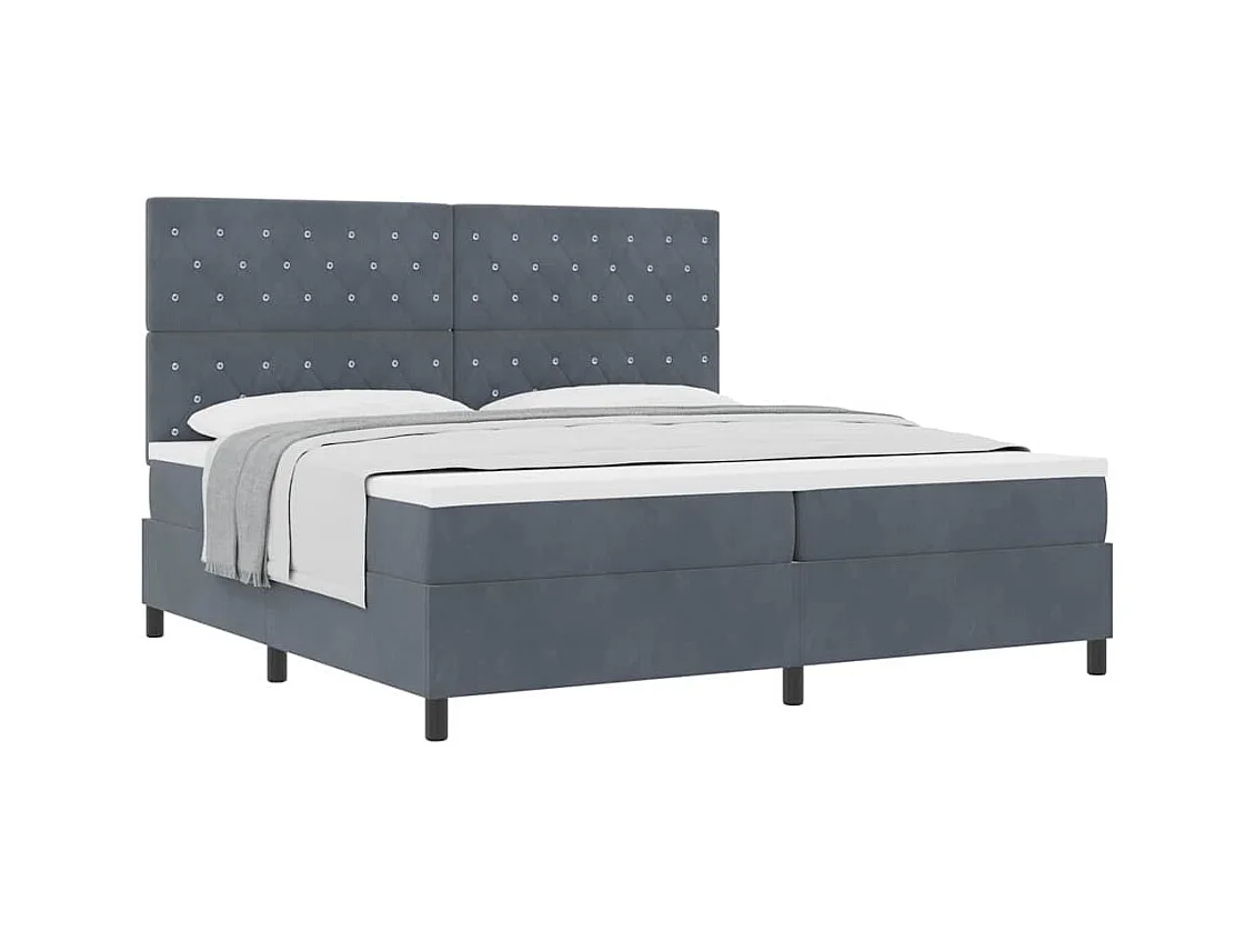 Cadre de lit avec matelas Gris foncé 200 x 200 cm Velours
