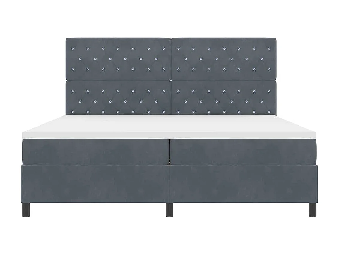 Cadre de lit avec matelas Gris foncé 200 x 200 cm Velours