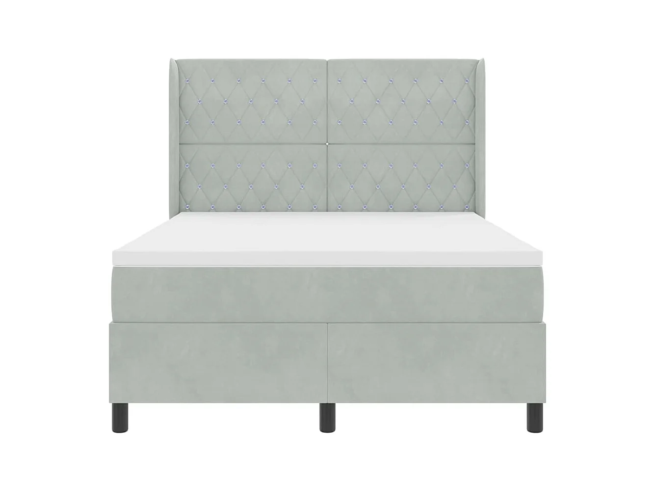 Cadre de lit avec tête de lit Gris clair 140 x 190 cm Velours