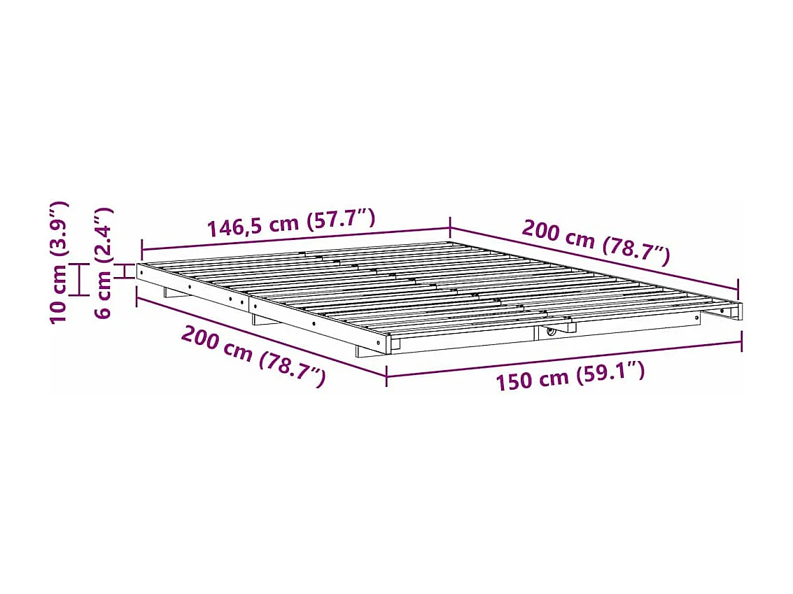 Estructura de cama Marrón cera 150 x 200 cm