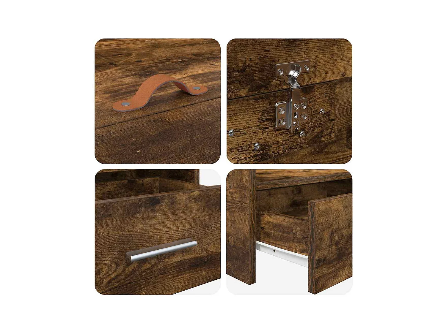 Cama con almacenamiento con cabecera Roble ahumado 100 x 200 cm