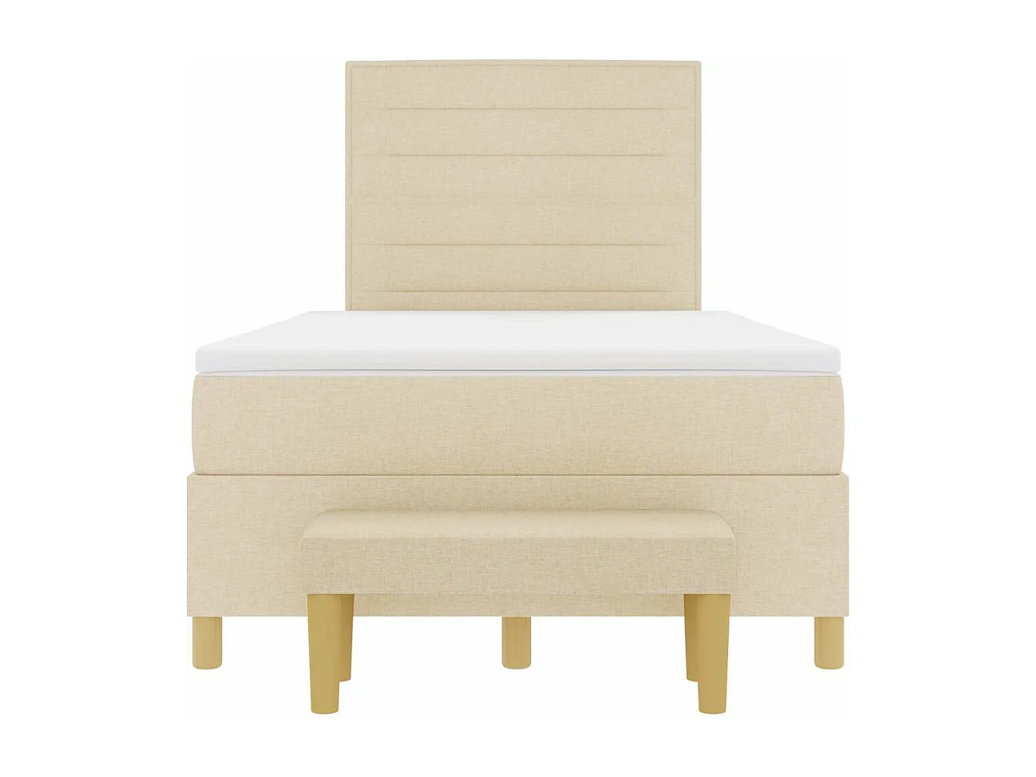 Cama tipo Box Spring con colchón Crema 120 x 200 cm tela