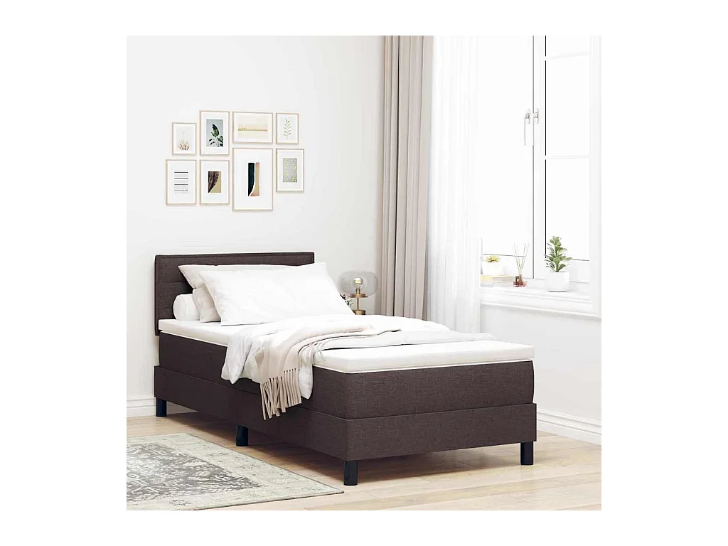 Cama Box com colchão Marrom Escuro 90 x 190 cm tecido