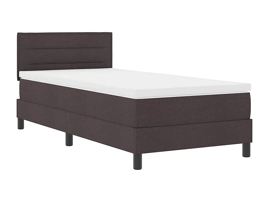 Cama tipo Box Spring con colchón Marrón Oscuro 90 x 190 cm tela