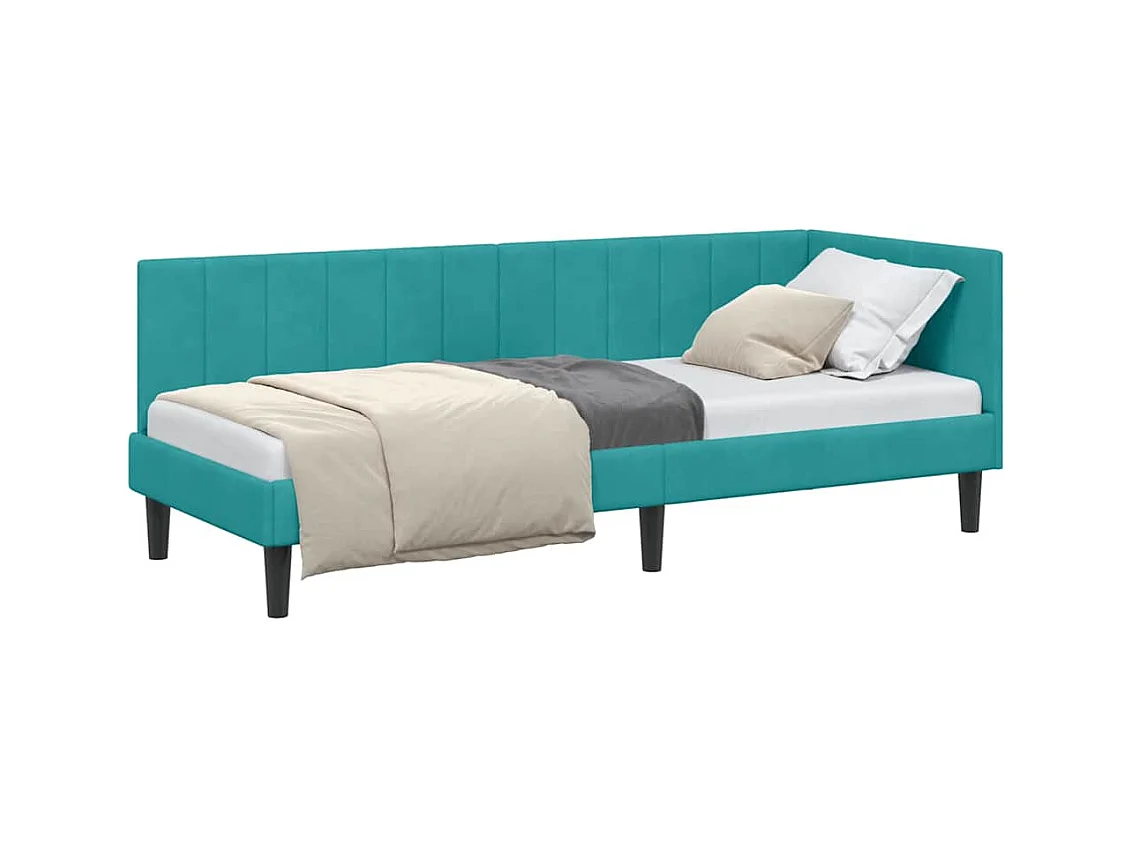 Cadre de lit d'angle Turquoise 80 x 200 cm Velours