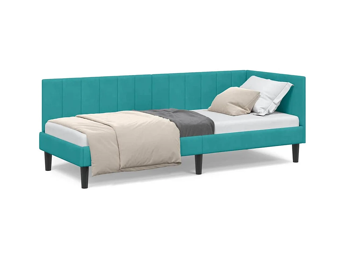 Cadre de lit d'angle Turquoise 80 x 200 cm Velours
