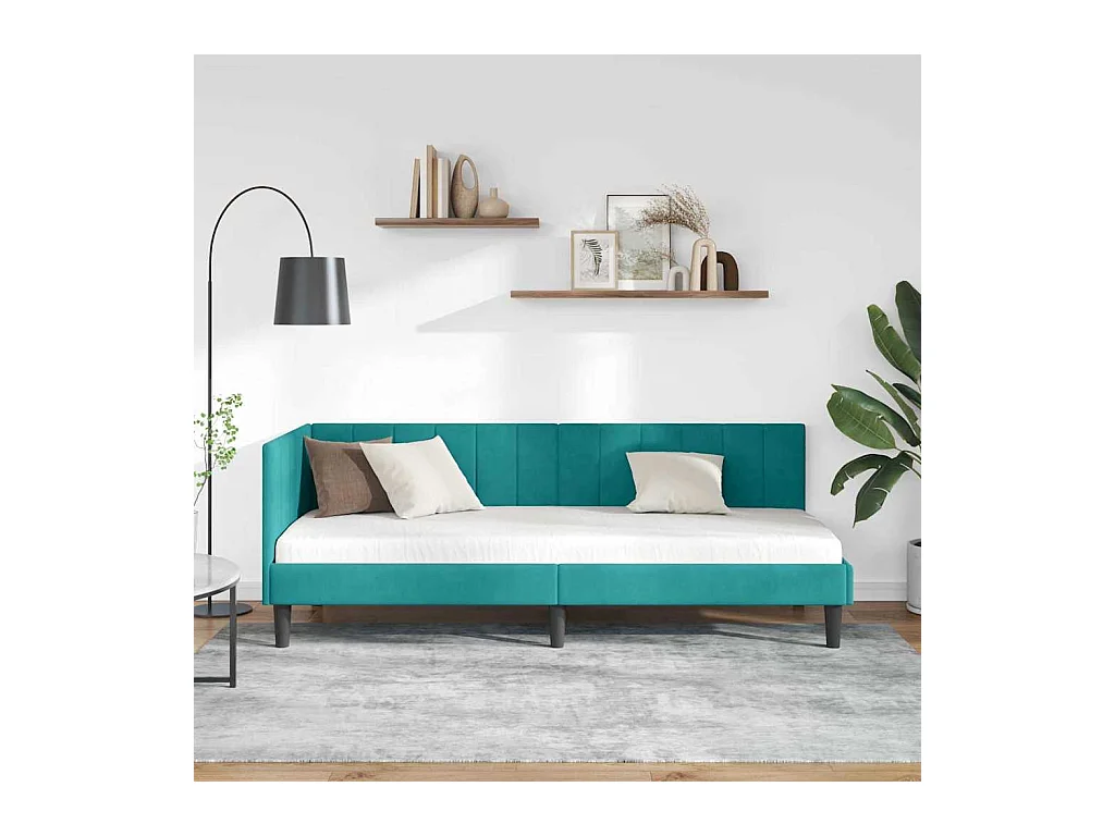 Cadre de lit d'angle Turquoise 80 x 200 cm Velours