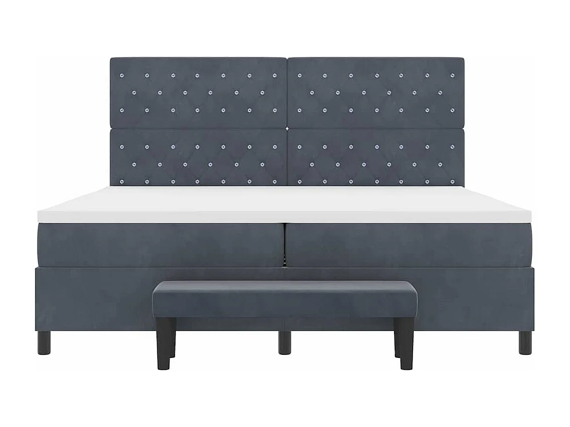 Cama tipo Box Spring Gris oscuro 200 x 200 cm Terciopelo
