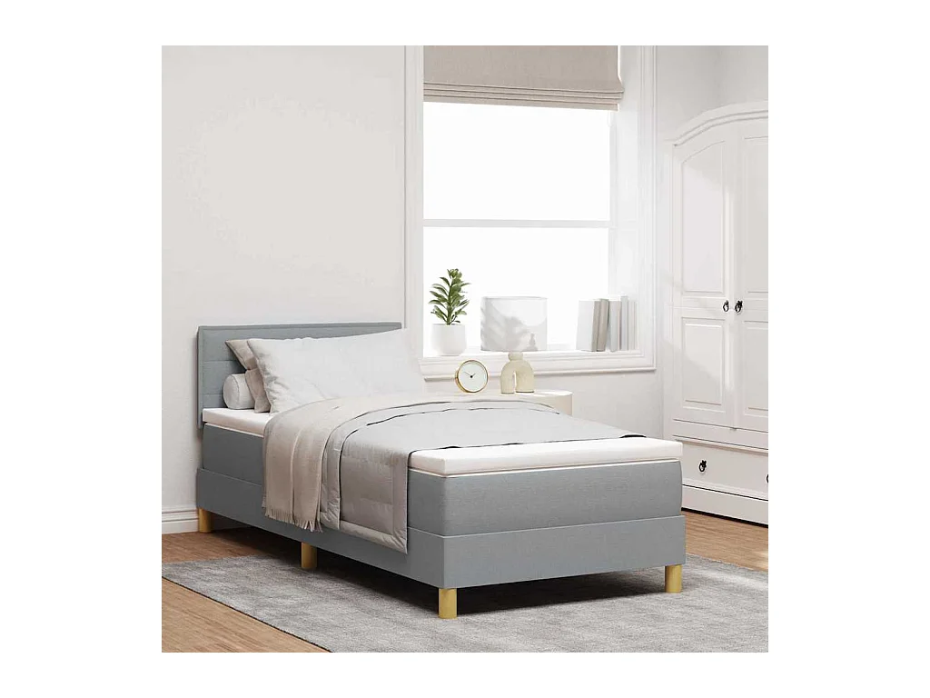 Boxspring bed met matras Lichtgrijs 100 x 200 cm Stof