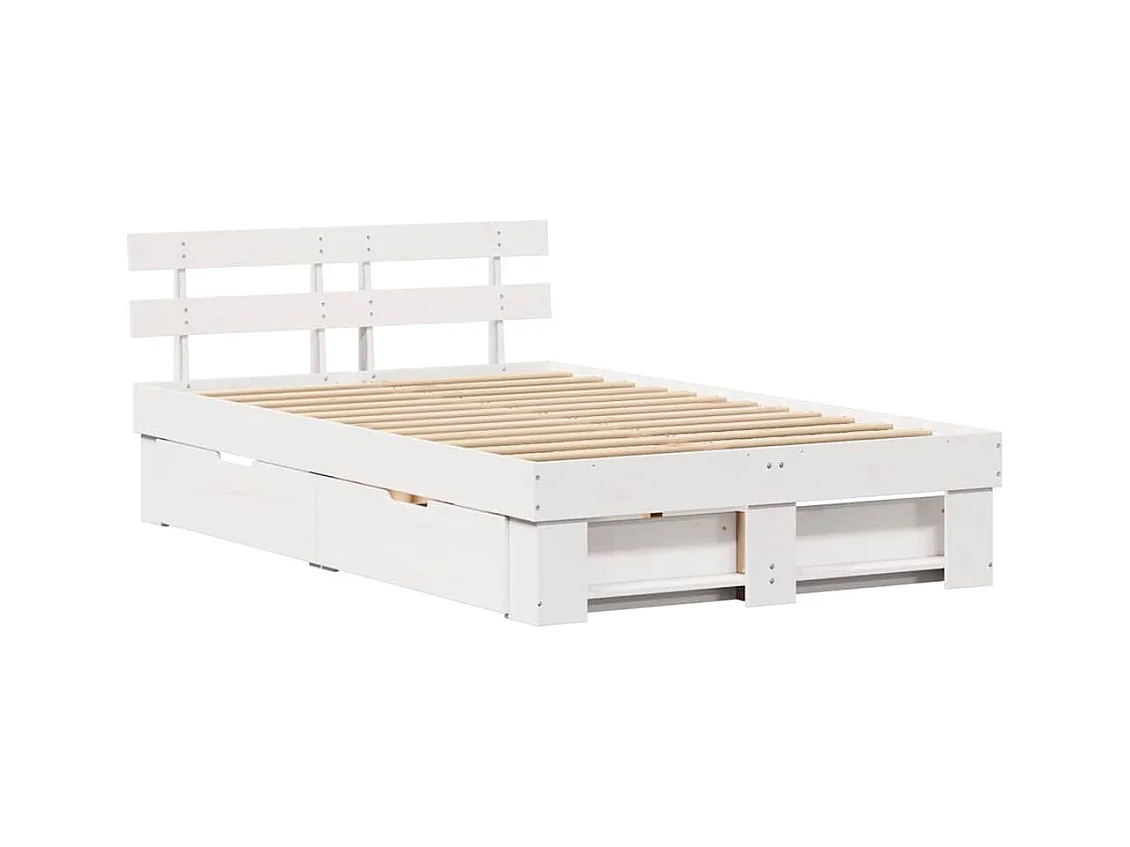 Estrutura da Cama Branco 120 x 200 cm Madeira de pinho maciça