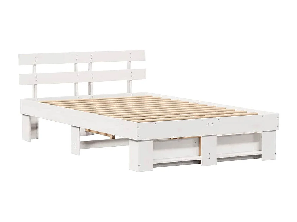 Bedframe met hoofdeinde Wit 120 x 200 cm Massief grenenhout