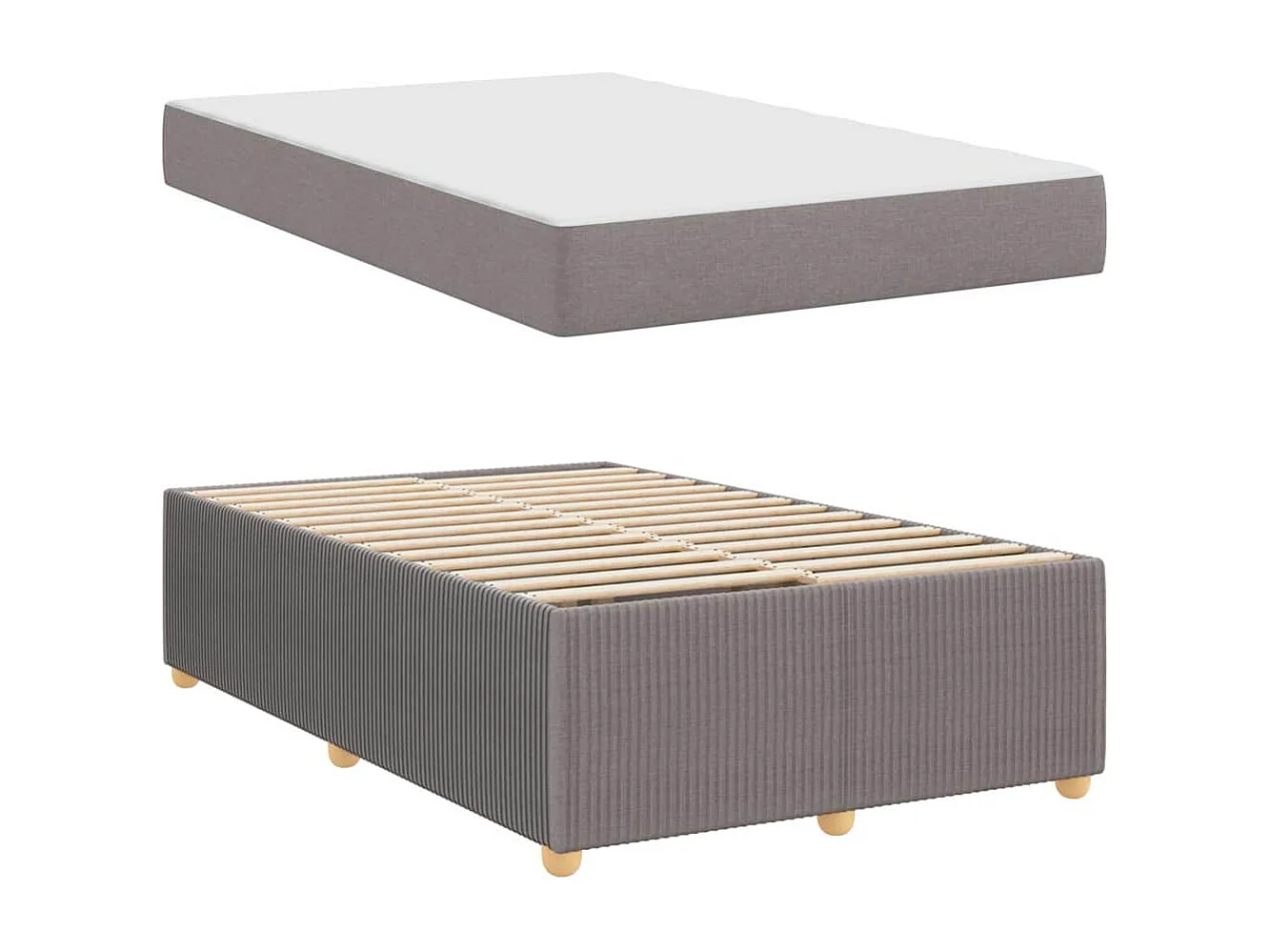 Cadre de lit avec matelas avec matelas Taupe 120 x 200 cm tissu