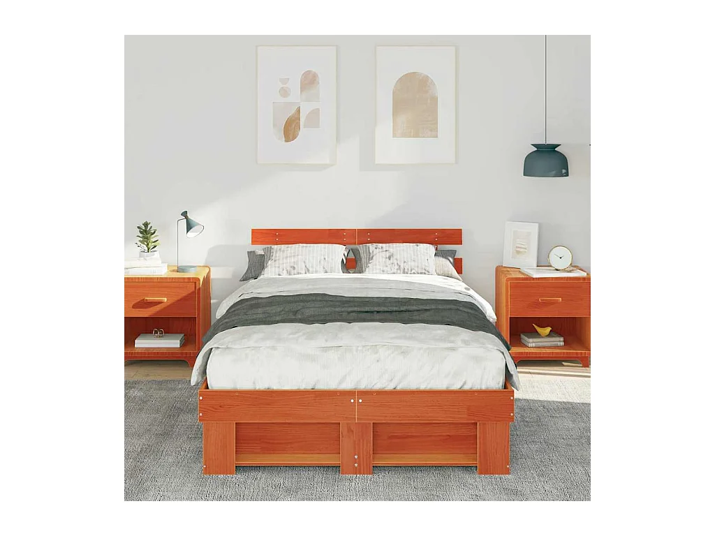 Bedframe Wasbruin 140 x 190 cm Massief grenenhout