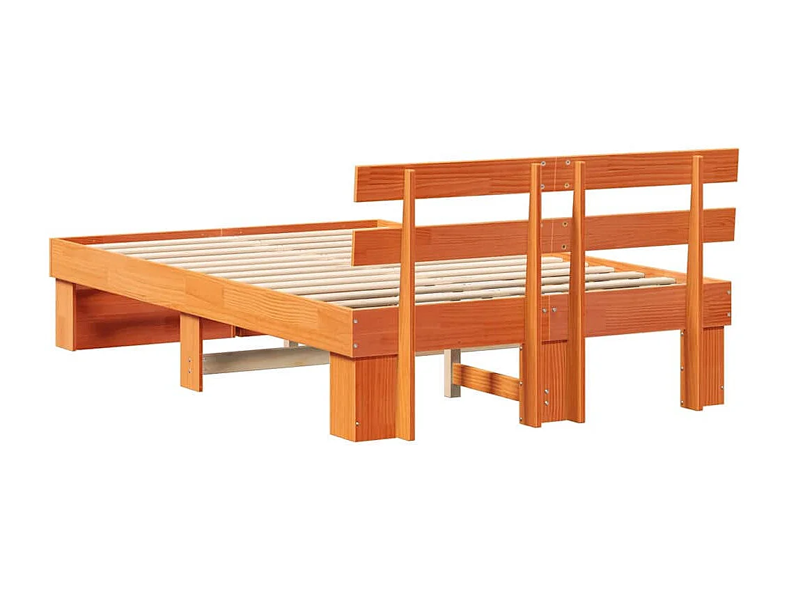 Estructura de cama con cabecera Marrón cera 140 x 190 cm
