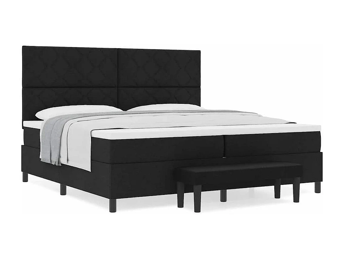 Cama tipo Box Spring con colchón Negro 200 x 200 cm tela