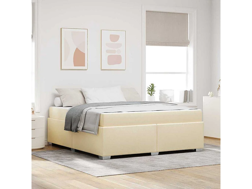 Estrutura da Cama Creme 180 x 200 cm tecido