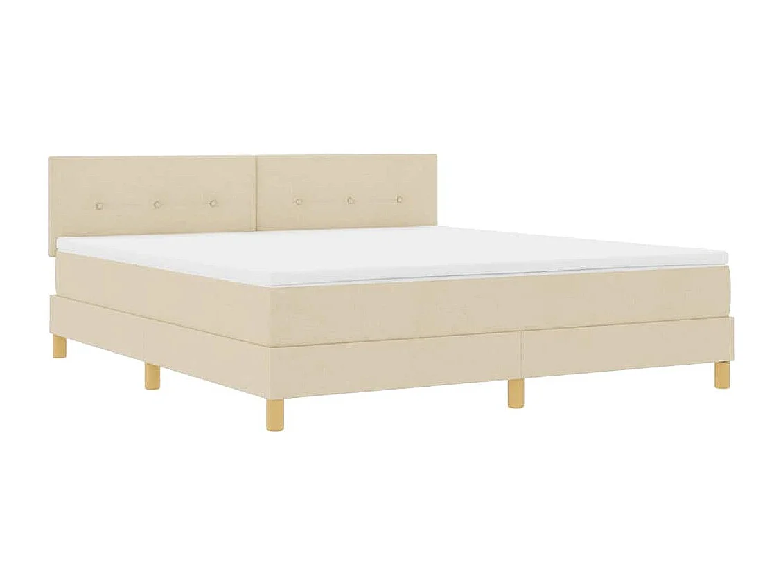 Cadre de lit avec matelas Crème 180 x 200 cm tissu
