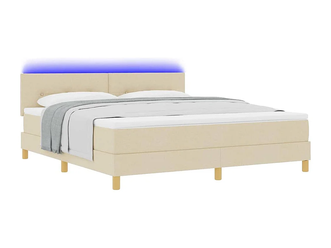 Cadre de lit avec matelas Crème 180 x 200 cm tissu