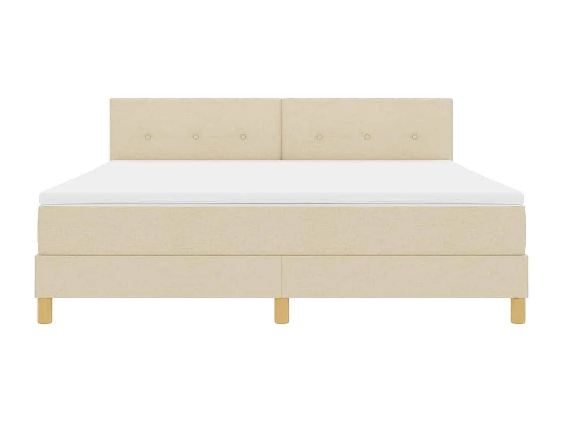 Cadre de lit avec matelas Crème 180 x 200 cm tissu