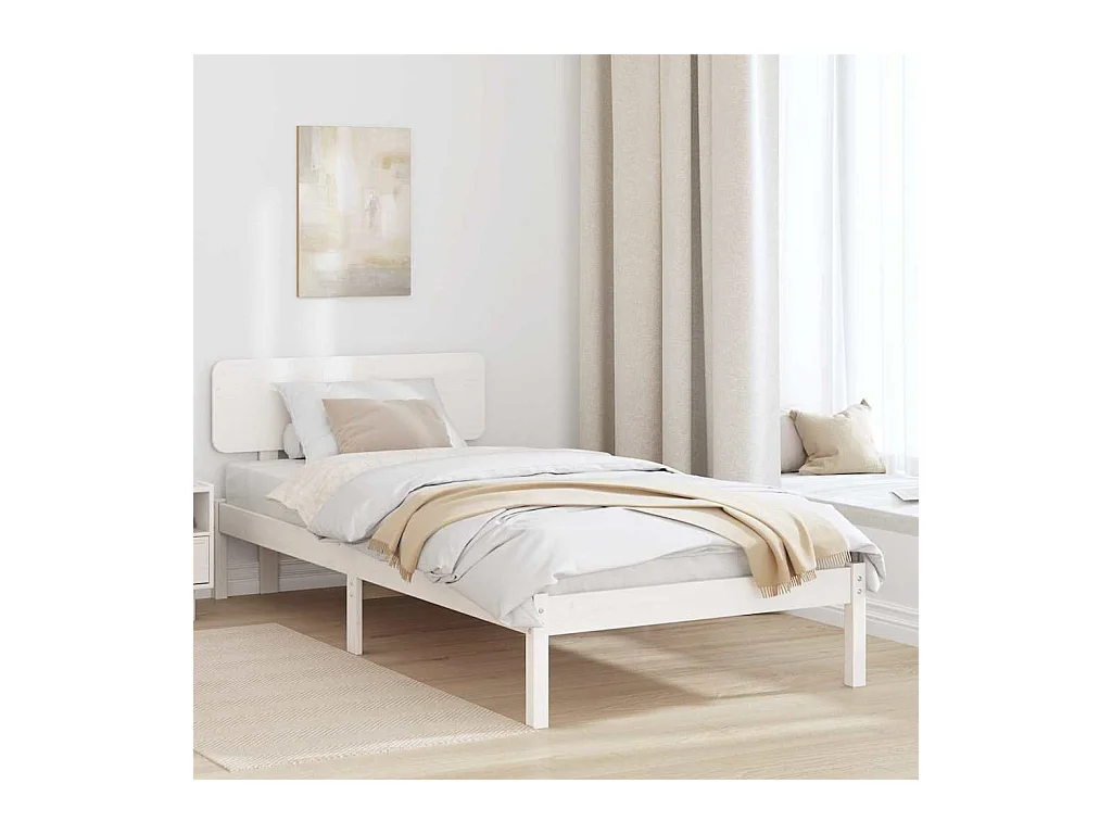 Cadre de lit avec tête de lit Blanc 100 x 200 cm