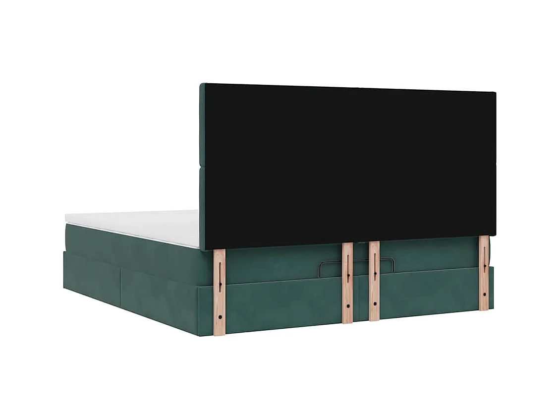 Cadre de lit ottoman avec matelas vert foncé 160x200 cm velours