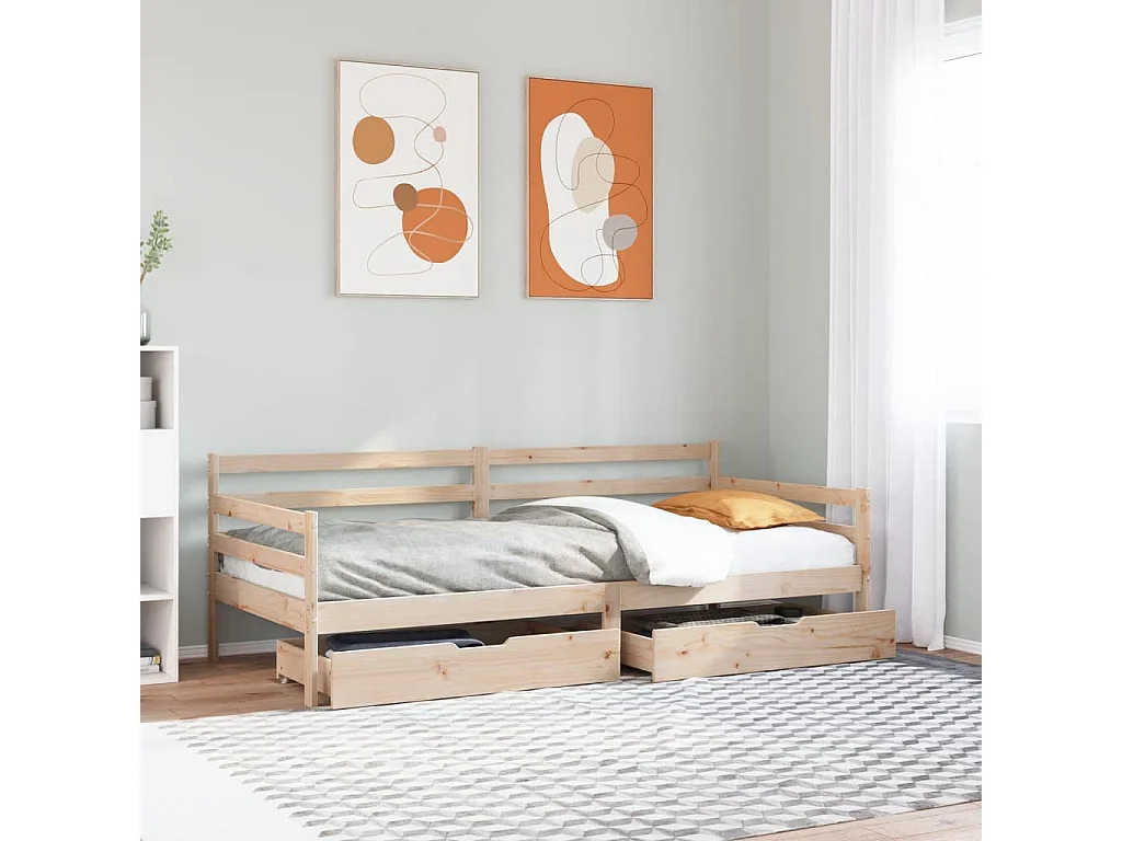 Lit de jour avec tiroirs sans matelas 90x190 cm bois massif