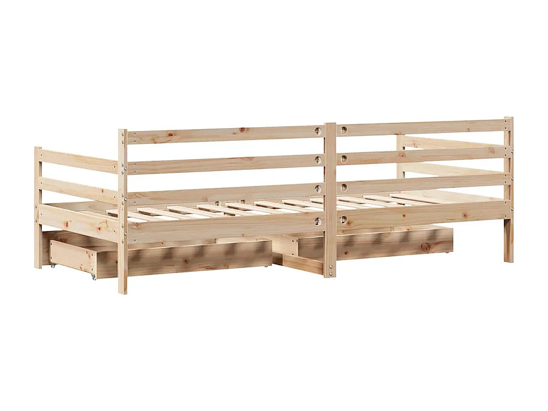 Lit de jour avec tiroirs sans matelas 90x190 cm bois massif