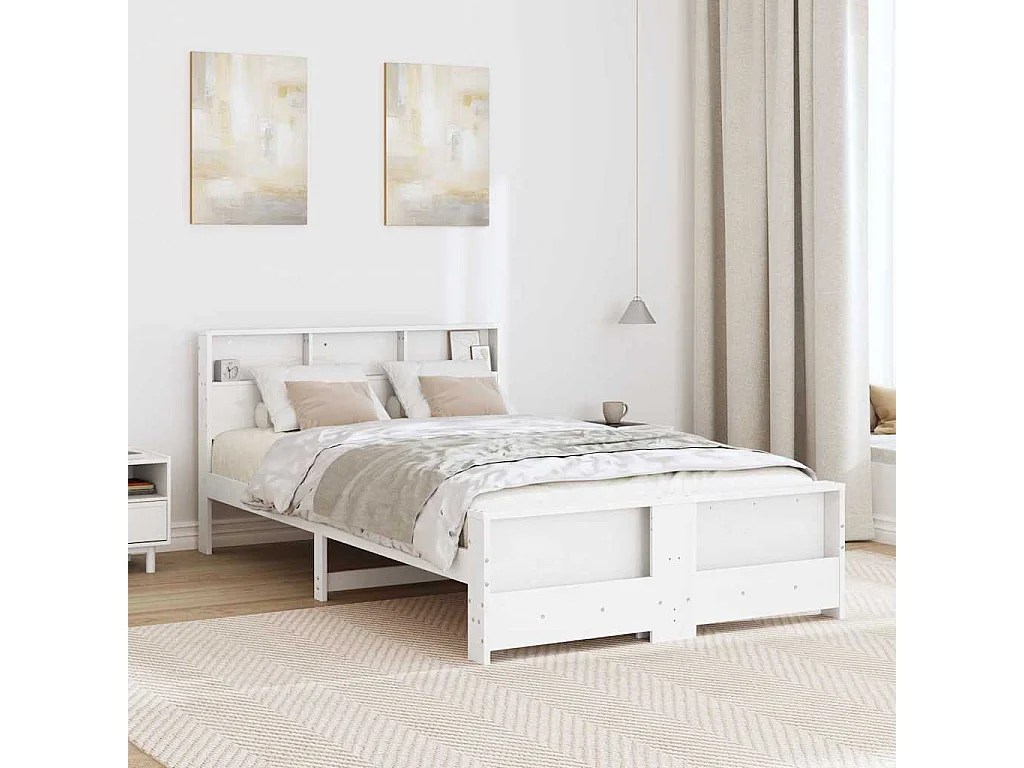 Estrutura da Cama Branco 135 x 190 cm Madeira de pinho maciça