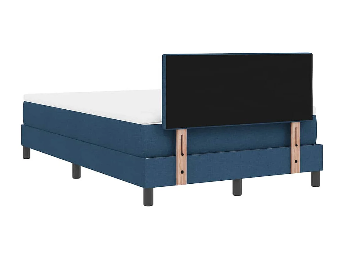 Cadre de lit avec matelas Bleu foncé 120 x 190 cm tissu