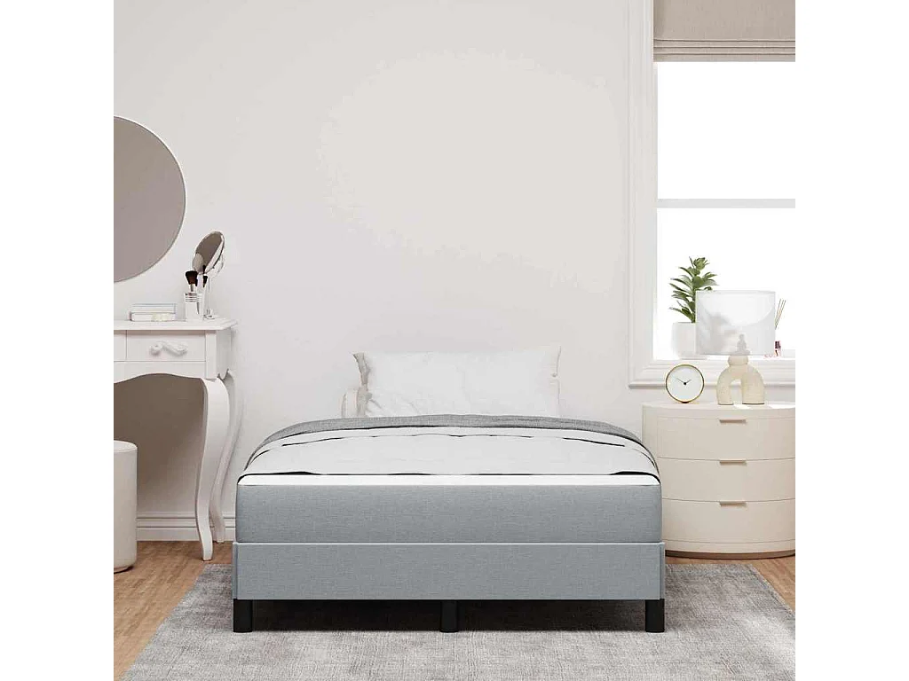 Cama tipo Box Spring con colchón Gris claro 120 x 200 cm tela