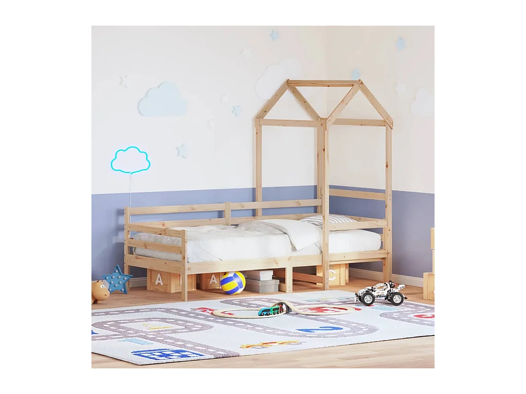 Lit de jour avec toit sans matelas 90x190 cm bois massif