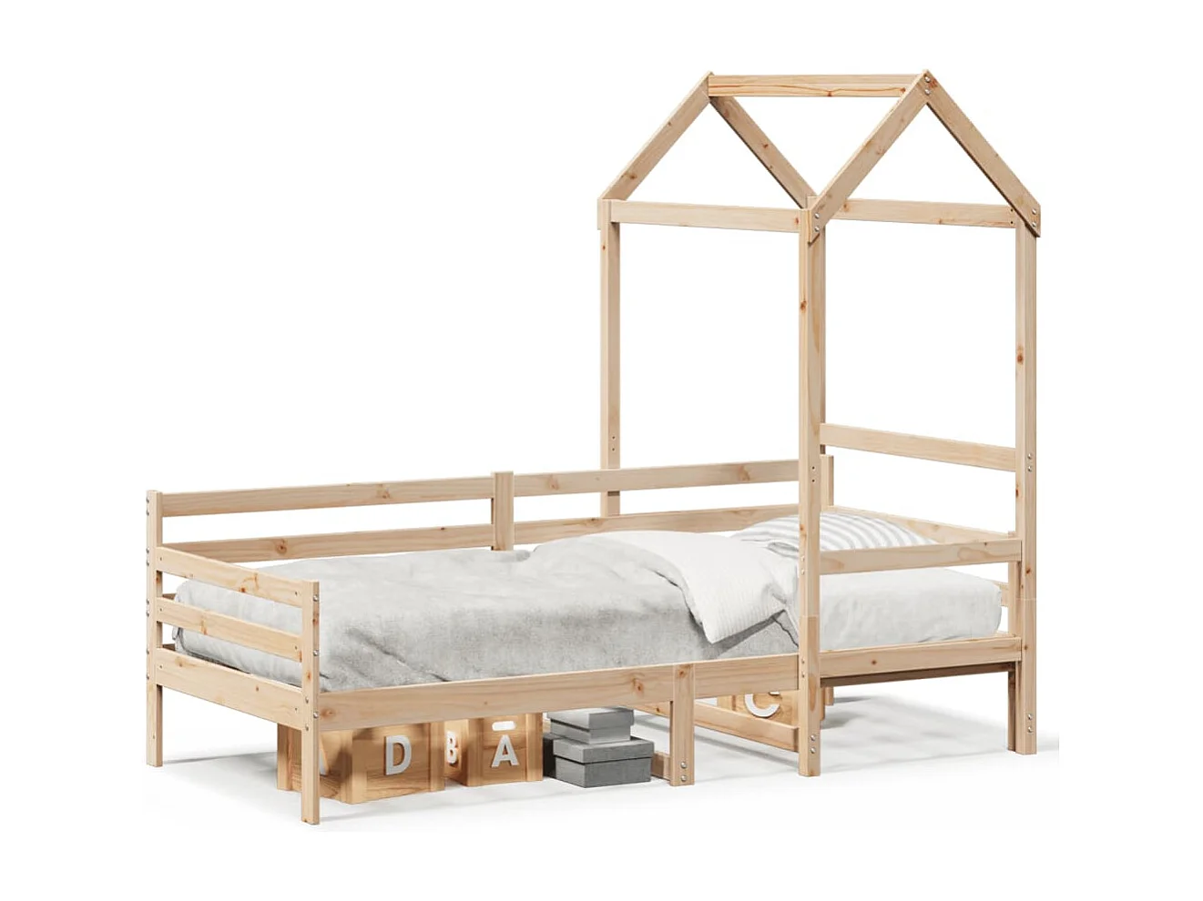 Lit de jour avec toit sans matelas 90x190 cm bois massif