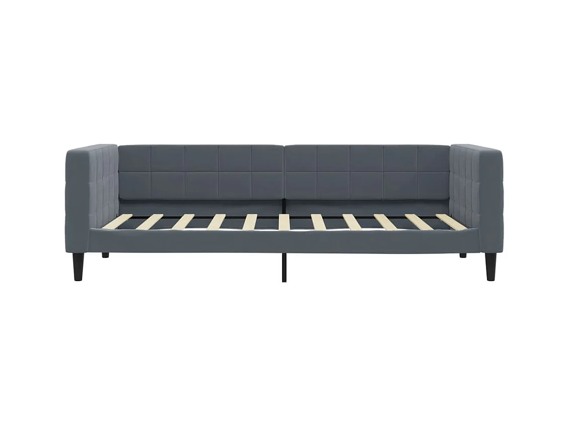 Lit de jour avec matelas gris foncé 90x190 cm velours