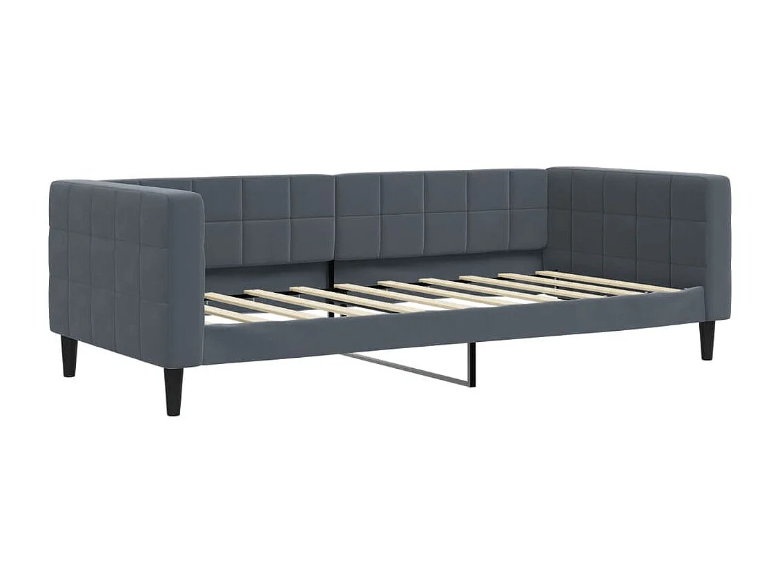 Lit de jour avec matelas gris foncé 90x190 cm velours