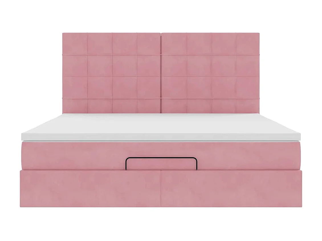 Estructura de cama otomana colchones terciopelo rosa 180x200cm