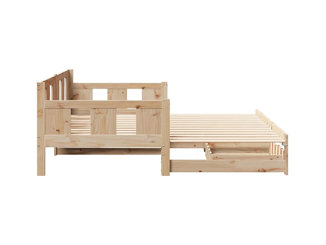 Lit de jour avec gigogne et tiroirs sans matelas 90x190 cm