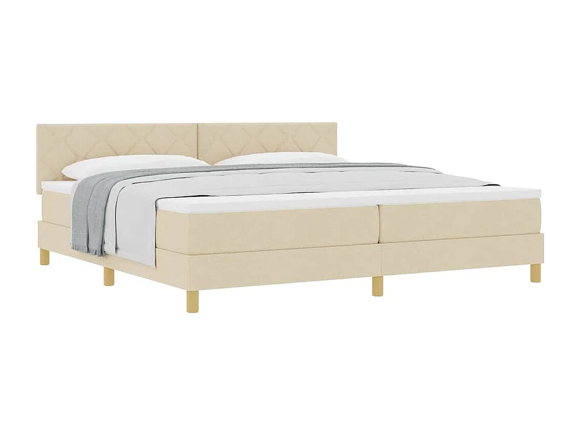 Cadre de lit avec matelas Crème 200 x 200 cm tissu
