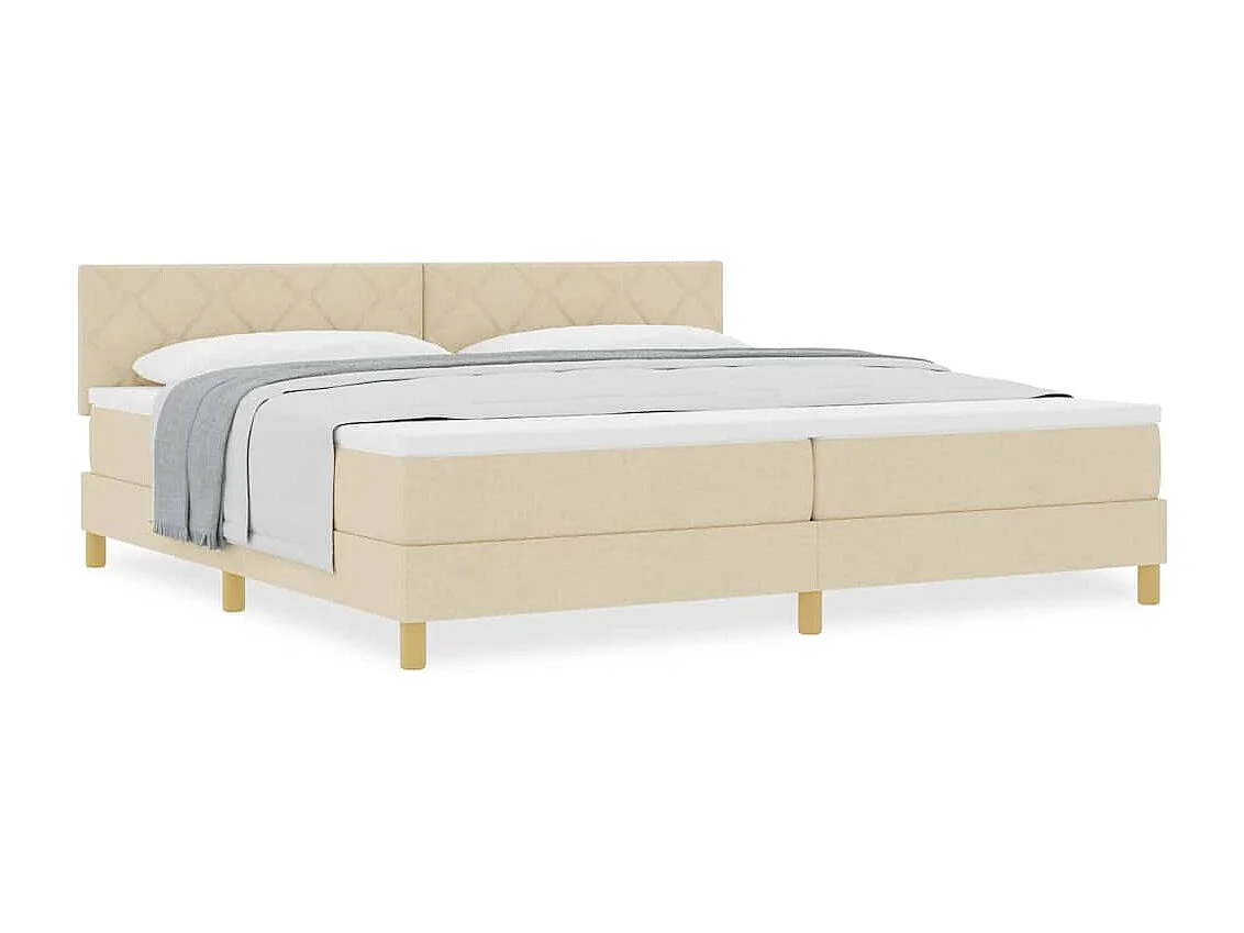 Cadre de lit avec matelas Crème 200 x 200 cm tissu