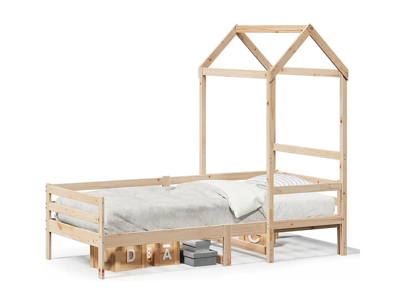 Lit de jour avec toit sans matelas 80x200 cm bois massif