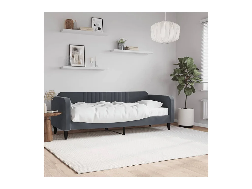 Lit de jour avec matelas gris foncé 80x200 cm velours