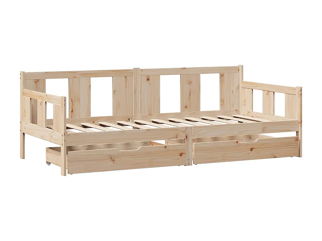 Lit de jour avec tiroirs sans matelas 90x200 cm bois massif