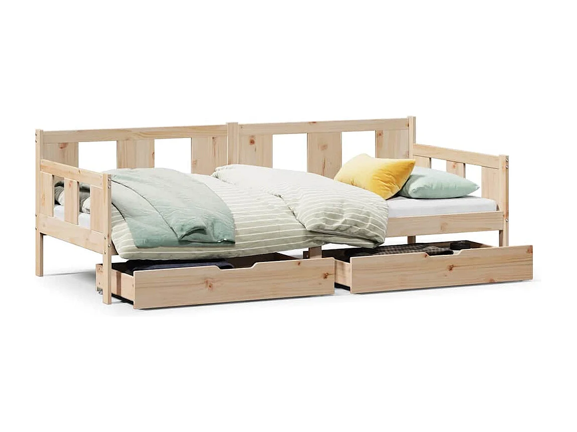Lit de jour avec tiroirs sans matelas 90x200 cm bois massif