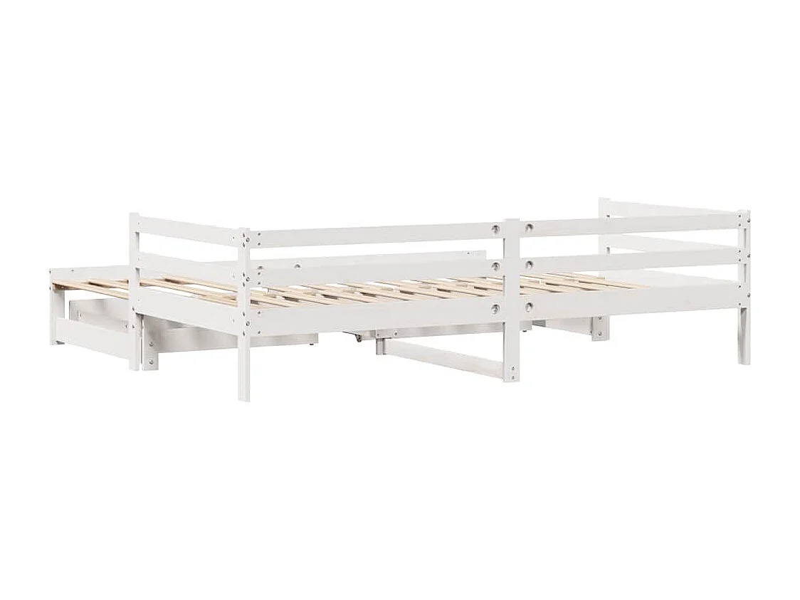 Lit de jour et tiroirs sans matelas blanc 90x200 cm bois massif