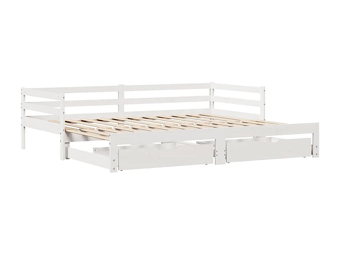 Lit de jour et tiroirs sans matelas blanc 90x200 cm bois massif