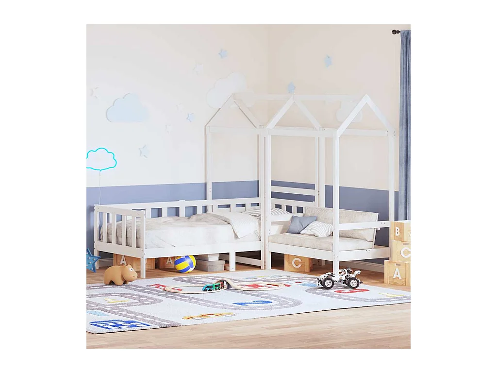 Ensemble de lit de jour et de banc et toit sans matelas blanc