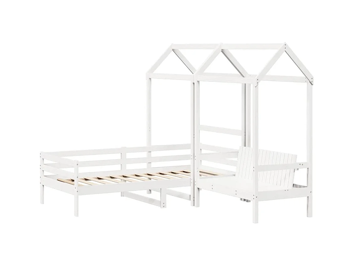 Ensemble de lit de jour et de banc et toit sans matelas blanc
